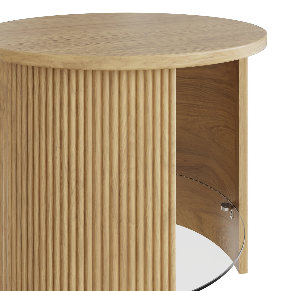 Jual Roma Oak Fluted Curved Side Table