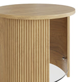 Jual Roma Oak Fluted Curved Side Table