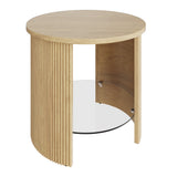 Jual Roma Oak Fluted Curved Side Table