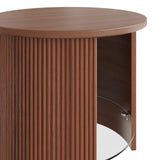 Jual Roma Walnut Fluted Curved Side Table
