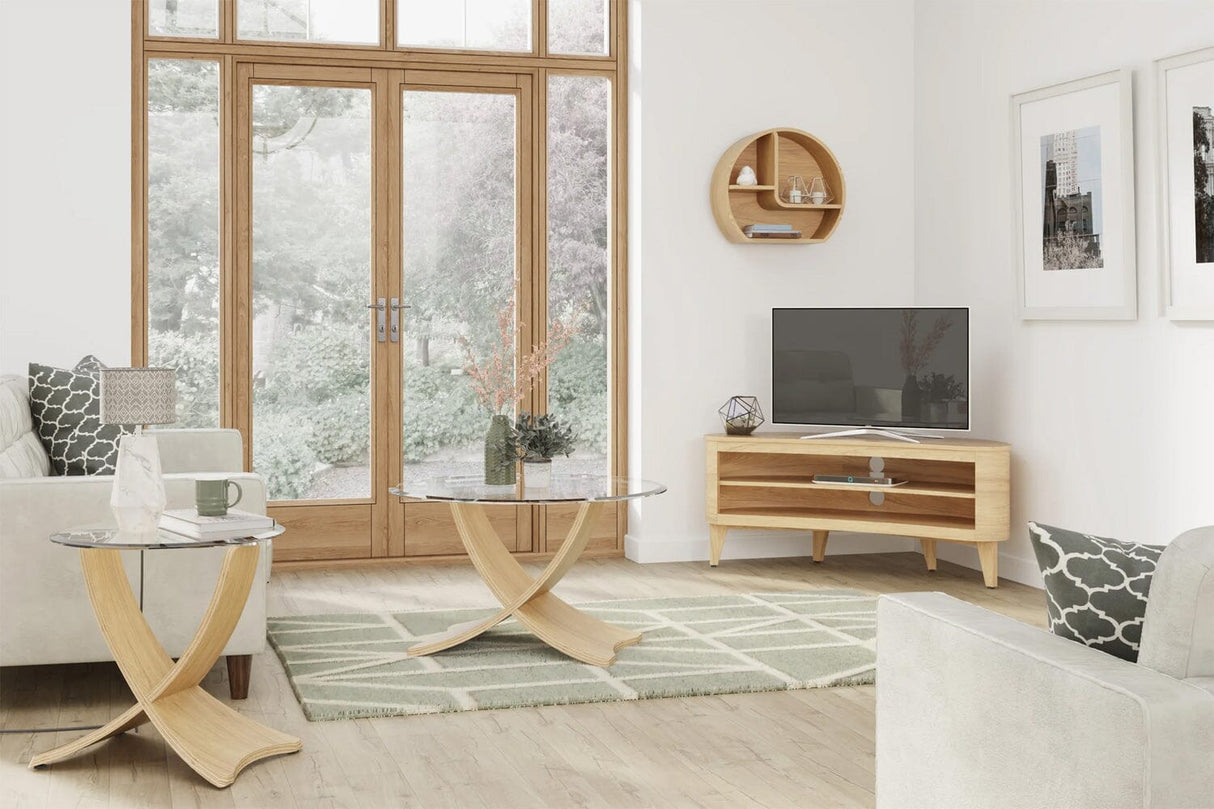 Jual San Francisco Curved Oak TV Stand (JF709)