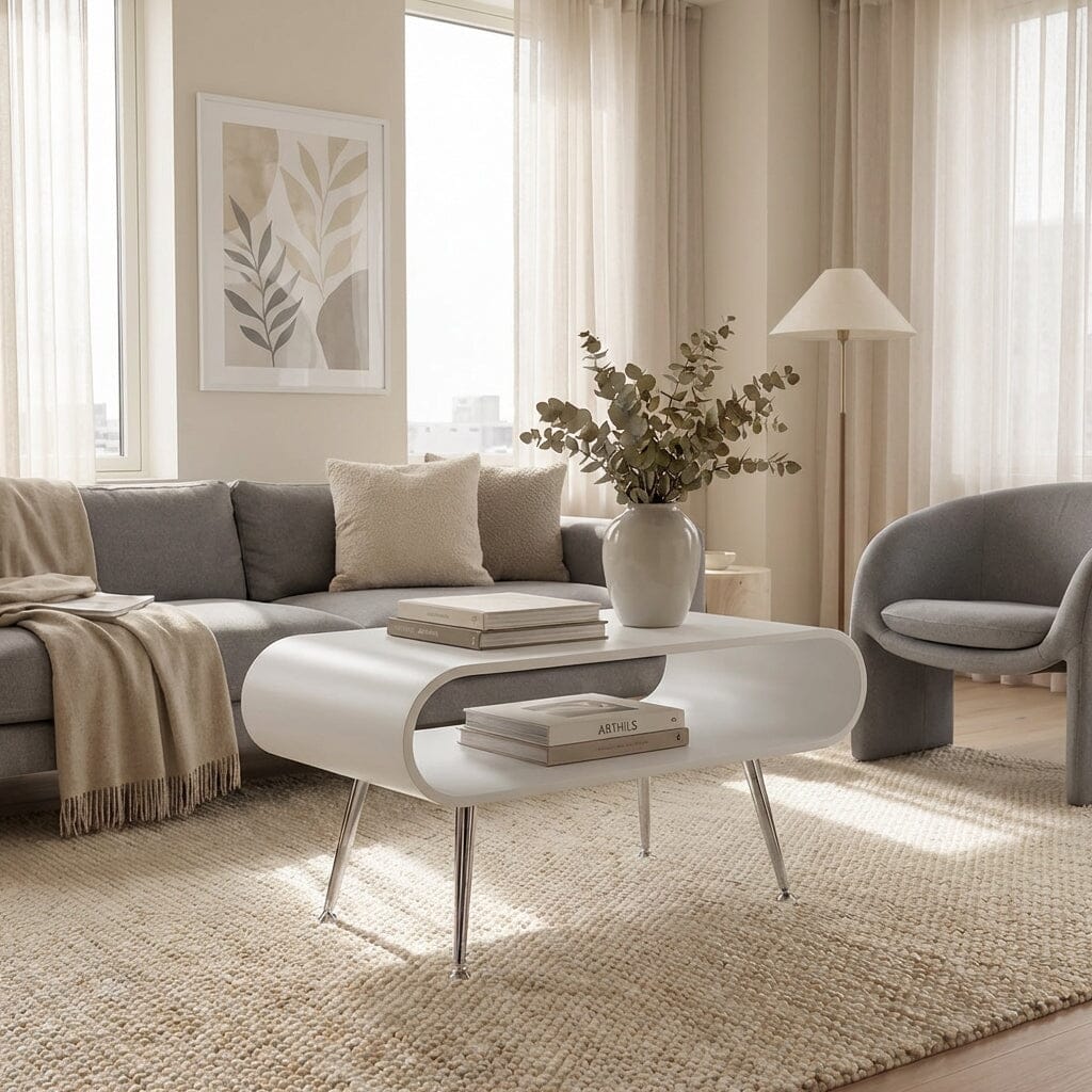 Jual Auckland White and Chrome Coffee Table (JF721)