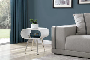 Jual Auckland White and Chrome Lamp Table (JF722)