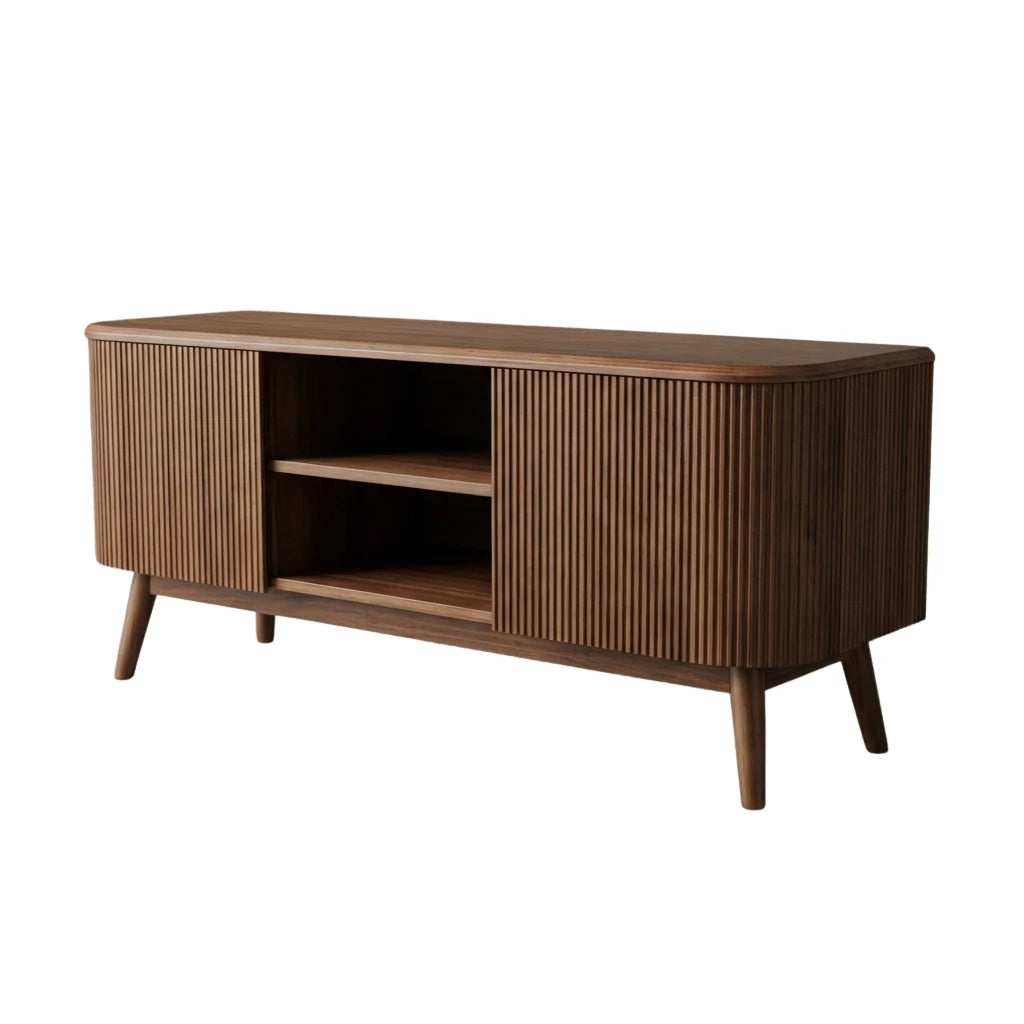 Jual JF813 Oslo Walnut Fluted TV Stand