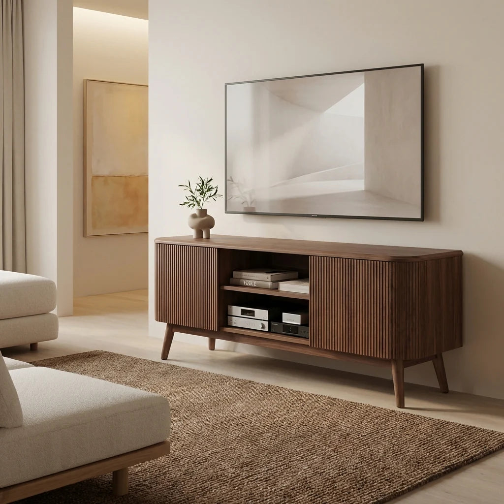 Jual JF813 Oslo Walnut Fluted TV Stand