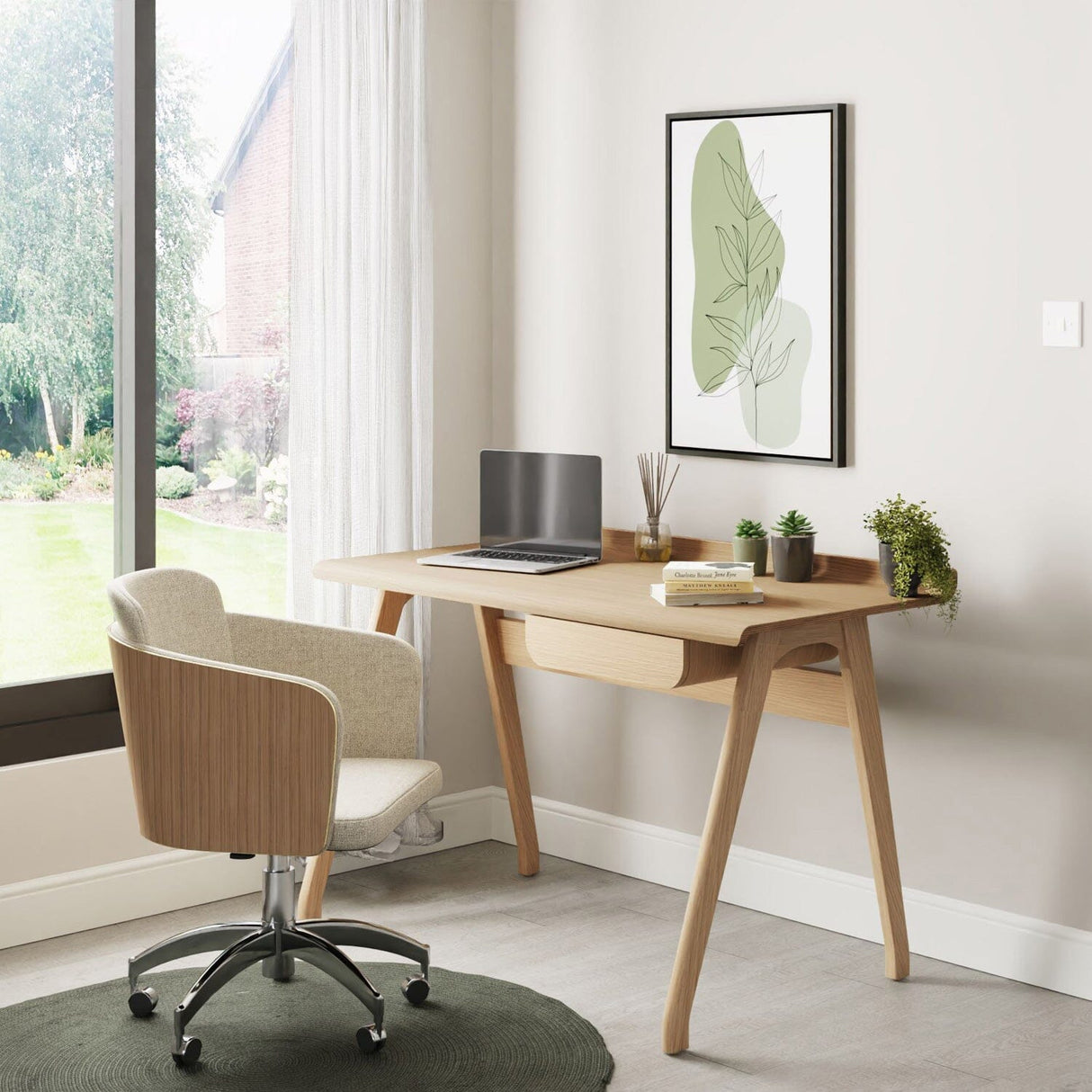 Jual San Francisco PC811 Oak Office Desk with Side Drawer