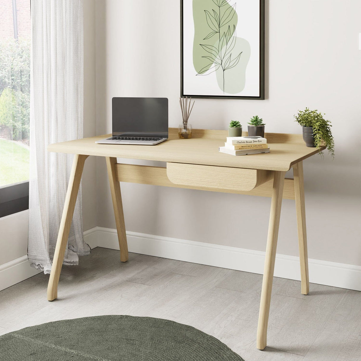 Jual San Francisco PC811 Oak Office Desk with Side Drawer
