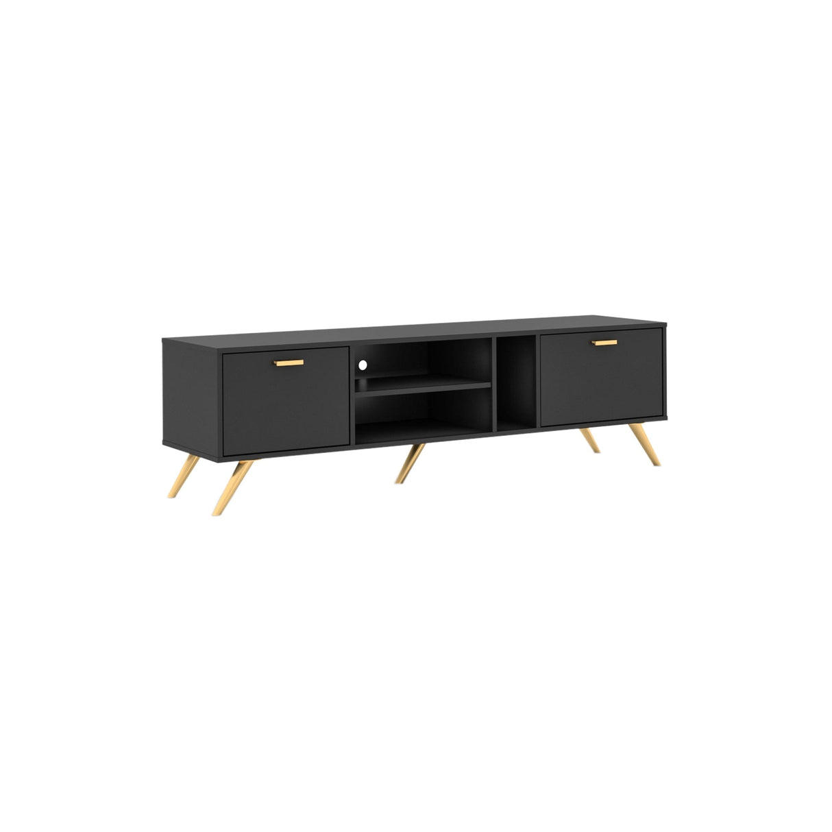 Kudl LV19 Dark Grey and Gold TV Cabinet 160cm