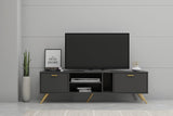 Kudl LV19 Dark Grey and Gold TV Cabinet 160cm