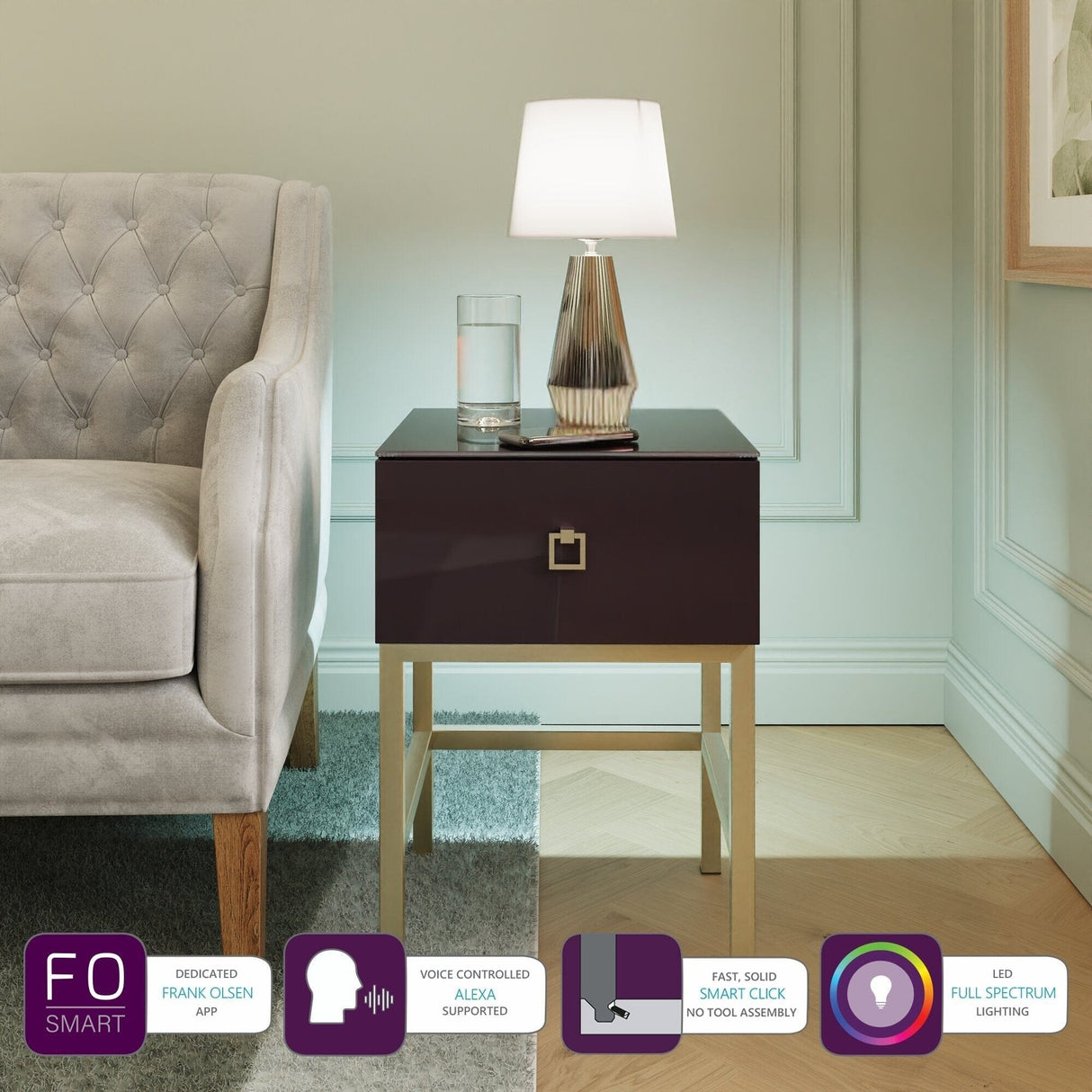 Frank Olsen LYRA Lamp Table Plum Black 900mm