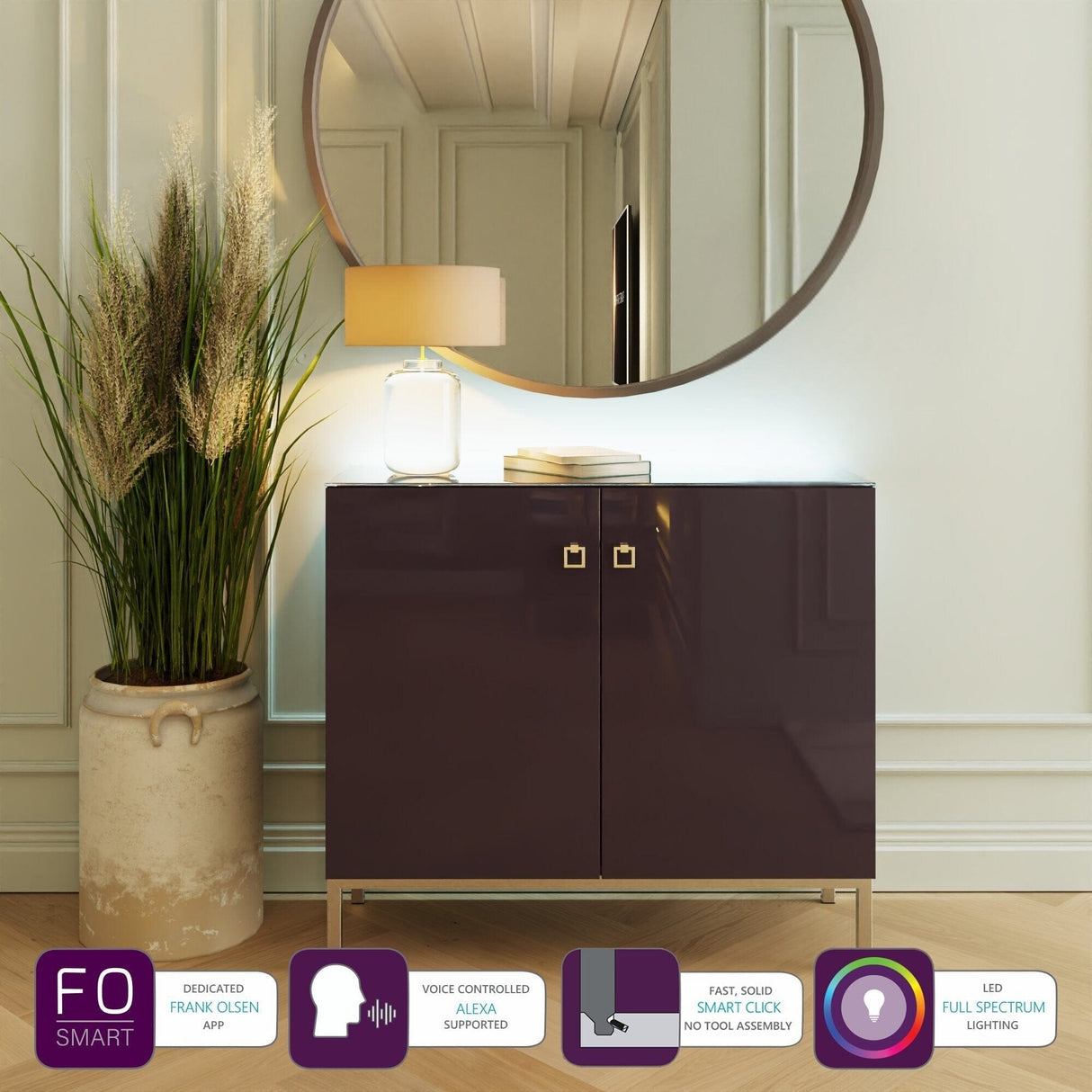 Frank Olsen Lyra Plum Black Tall Sideboard with Mood Lighting
