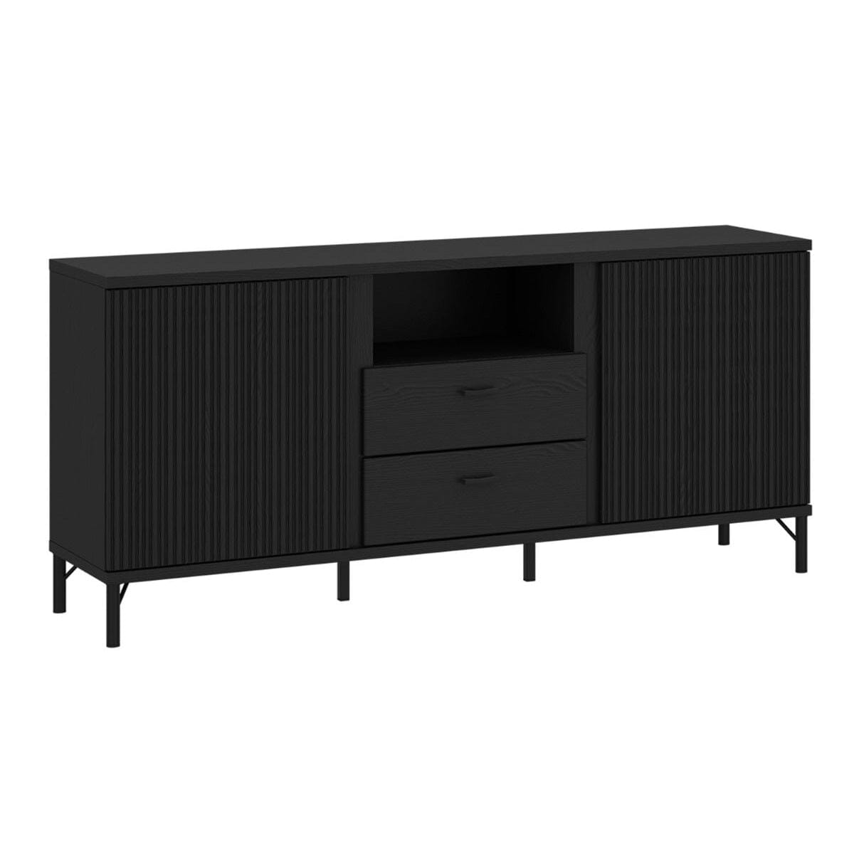 Furniture To Go Lusaka TV Cabinet 2 Door 2 Drawer in Black Graphite