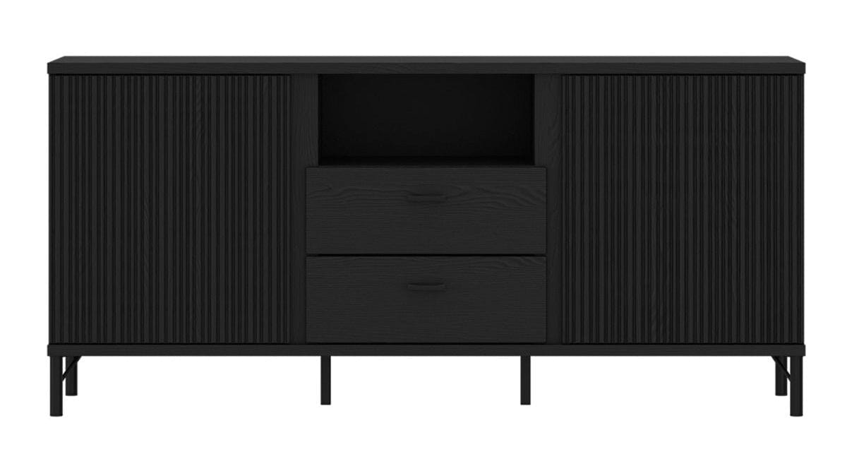 Furniture To Go Lusaka TV Cabinet 2 Door 2 Drawer in Black Graphite