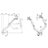 Multibrackets M VESA Gas Lift Arm Dual Arm w. Laptop Holder Black