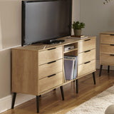 Welcome Furniture Nebraska Oak Hong Kong 6 Drawer TV Cabinet HKB247NBNB