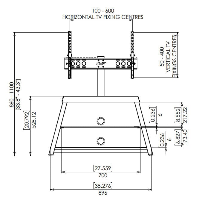 AVF Options Easel 92.5cm TV Stand with Mount, for TVs 37- 65"