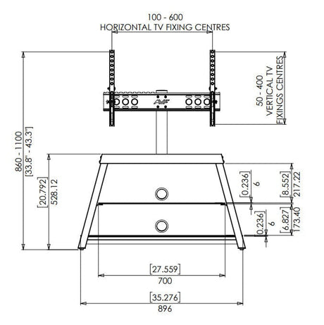 AVF Options Easel 92.5cm TV Stand with Mount, for TVs 37- 65"