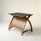 Jual Helsinki Curved 900mm wide Laptop Table in Walnut and Black Glass