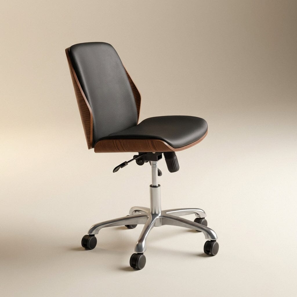 Jual Curve PC211 Office Chair in Walnut and Black Faux Leather