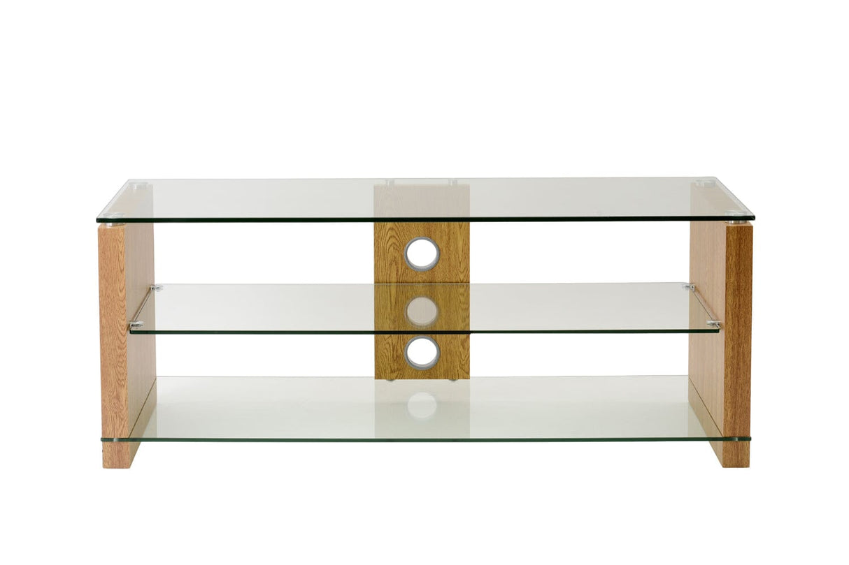 TTAP Elegance TV Stand in Oak and Clear Glass (AVS-L611-1200-3OC)