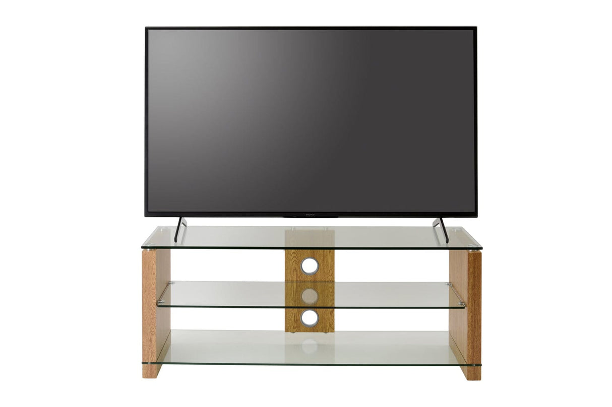 TTAP Elegance TV Stand in Oak and Clear Glass (AVS-L611-1200-3OC)