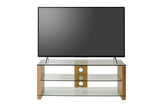 TTAP Elegance TV Stand in Oak and Clear Glass (AVS-L611-1200-3OC)