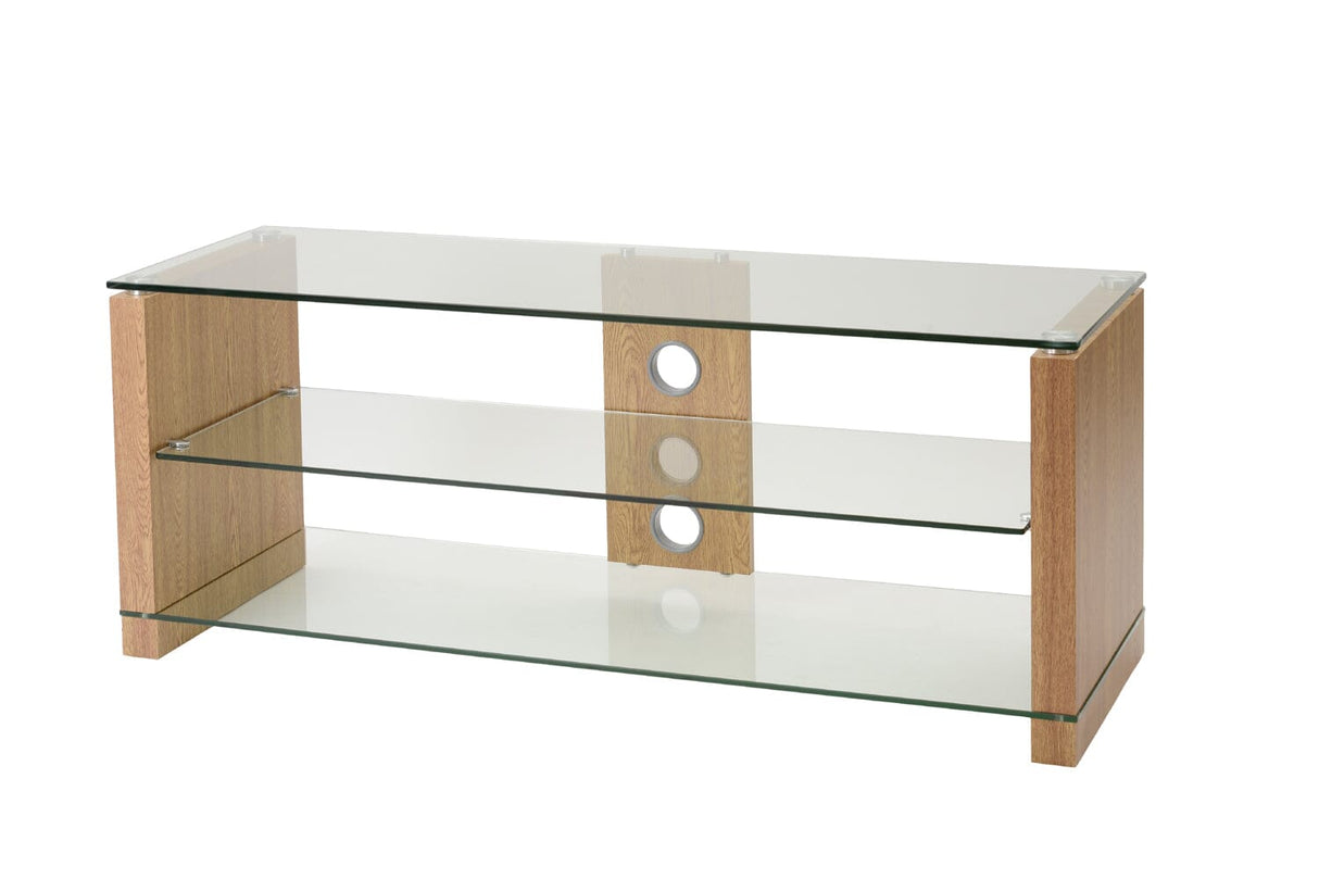 TTAP Elegance TV Stand in Oak and Clear Glass (AVS-L611-1200-3OC)