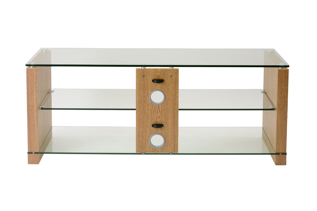 TTAP Elegance TV Stand in Oak and Clear Glass (AVS-L611-1200-3OC)