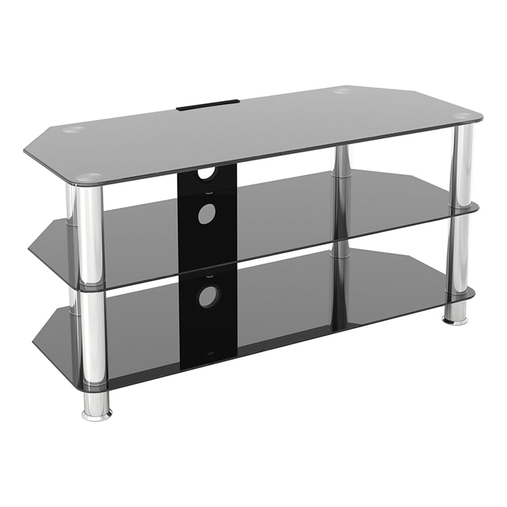 AVF Classic 1m Glass Corner TV Stand with Cable Management - Black & Chrome