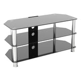 AVF Classic 1m Glass Corner TV Stand with Cable Management - Black & Chrome