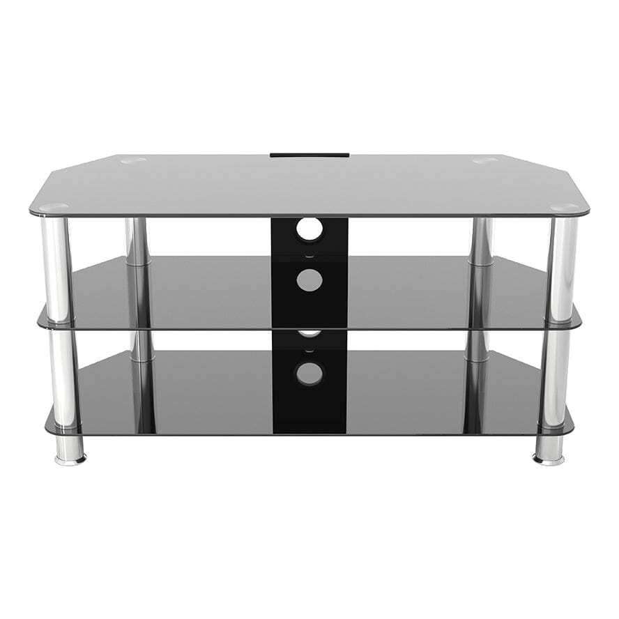 AVF Classic 1m Glass Corner TV Stand with Cable Management - Black & Chrome