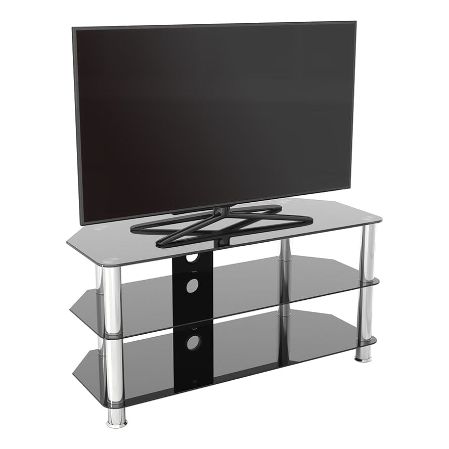 AVF Classic 1m Glass Corner TV Stand with Cable Management - Black & Chrome