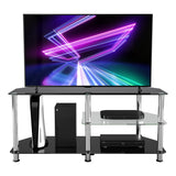 AVF Classic 1.14m Glass TV Stand with Vertical Storage - Black & Chrome