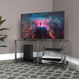 AVF Classic 1.14m Glass TV Stand with Vertical Storage - Black & Chrome