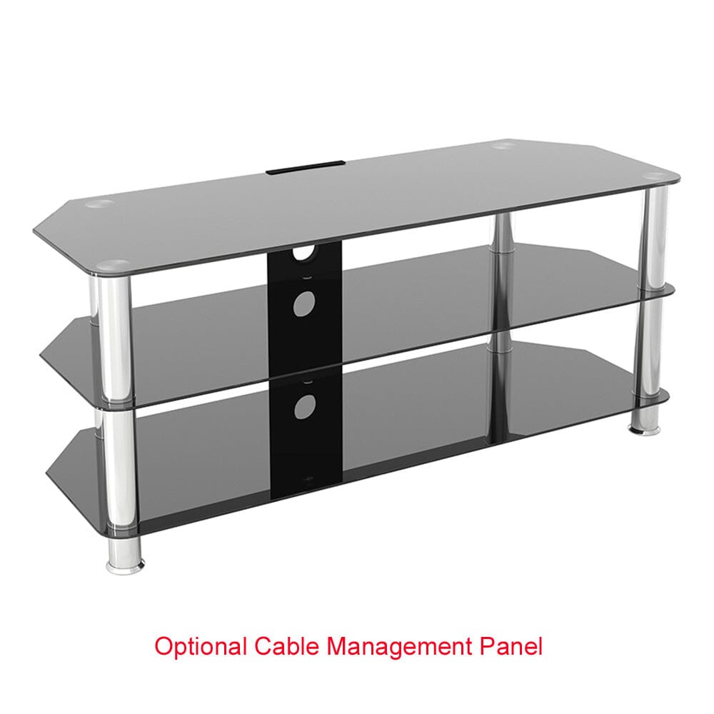 AVF Classic 1.14m Glass Corner TV Stand - Black & Chrome