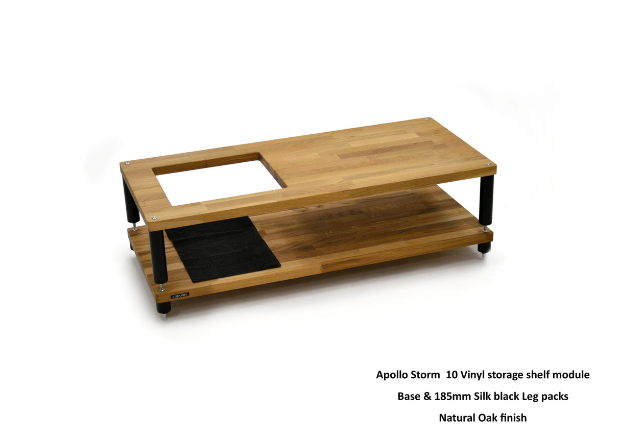 Apollo Storm 10 Solid Oak Vinyl Storage Rack with Black Legs