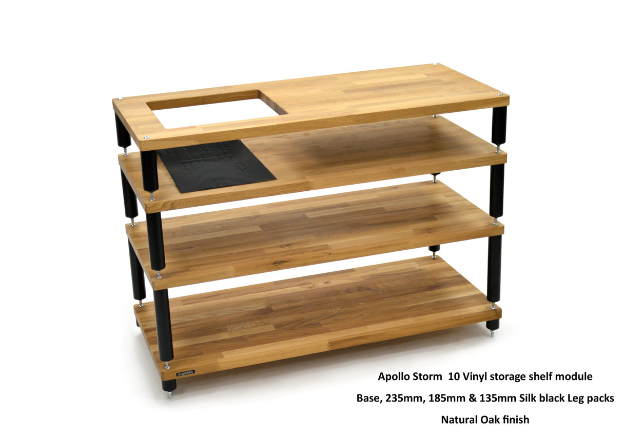 Apollo Storm 10 Solid Oak Vinyl Storage Rack with Black Legs