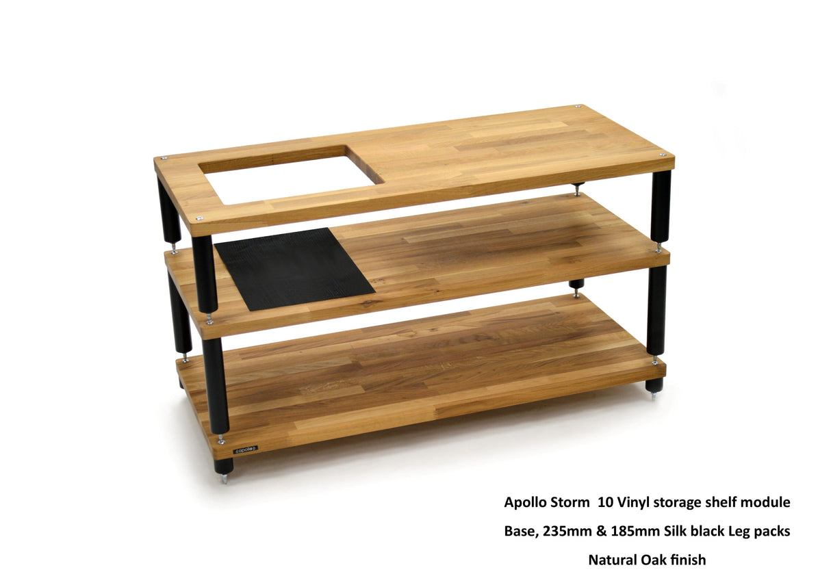 Apollo Storm 10 Solid Oak Vinyl Storage Rack with Black Legs