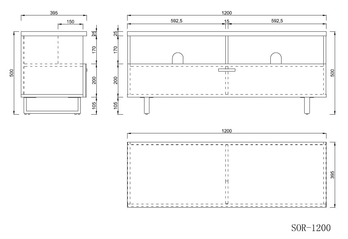 TTAP Sorrento Satin Black 120cm Wide TV Cabinet (SOR-1200-BLK)