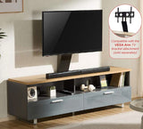 TTAP Sorrento Satin Grey and Oak 160cm Wide TV Cabinet (SOR-1600-GRY)