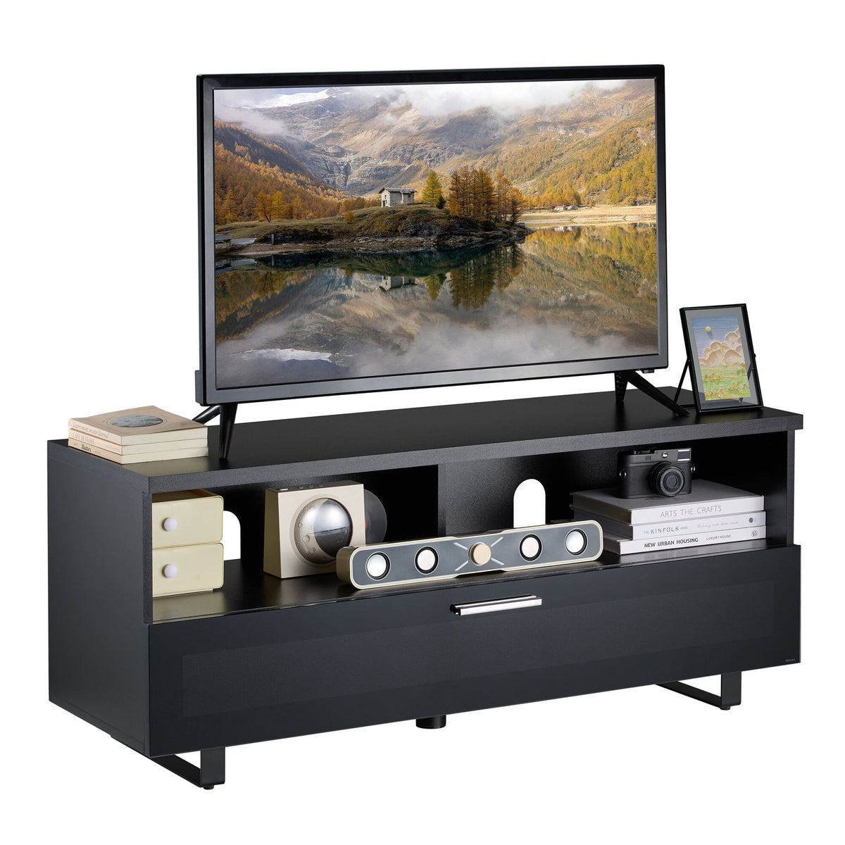 TTAP Sorrento Satin Black 120cm Wide TV Cabinet (SOR-1200-BLK)