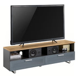 TTAP Sorrento Satin Grey and Oak 160cm Wide TV Cabinet (SOR-1600-GRY)