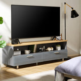 TTAP Sorrento Satin Grey and Oak 160cm Wide TV Cabinet (SOR-1600-GRY)