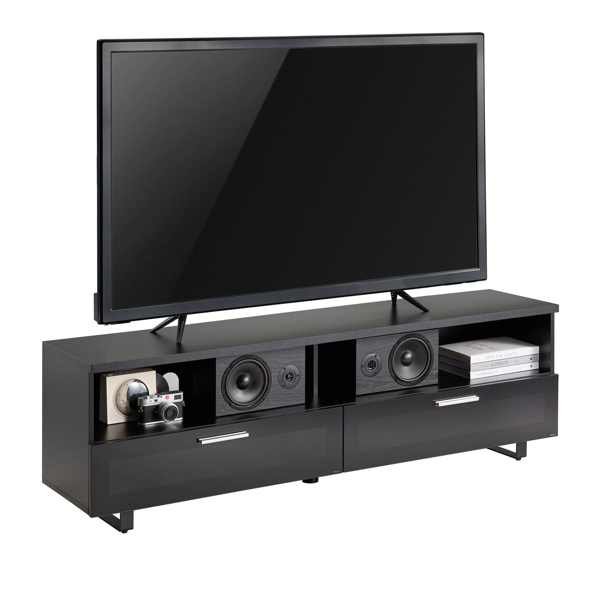 TTAP Sorrento Satin Black 160cm Wide TV Cabinet (SOR-1600-BLK)