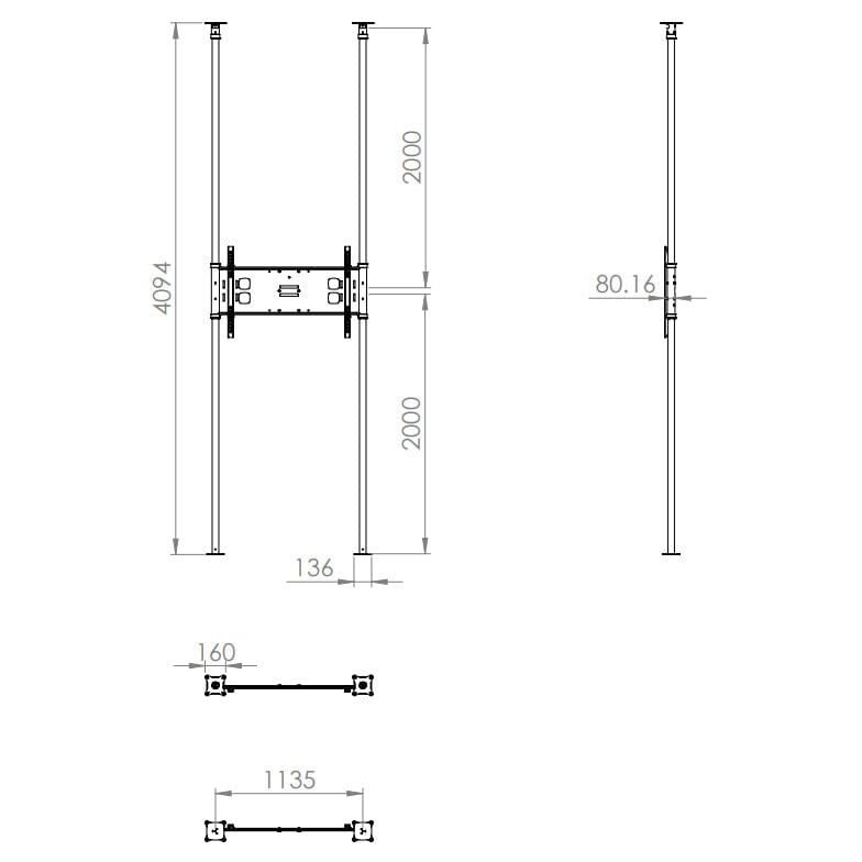 Unicol FCGSH Goal Post Style Floor-to-Ceiling TV Bracket up to 110"