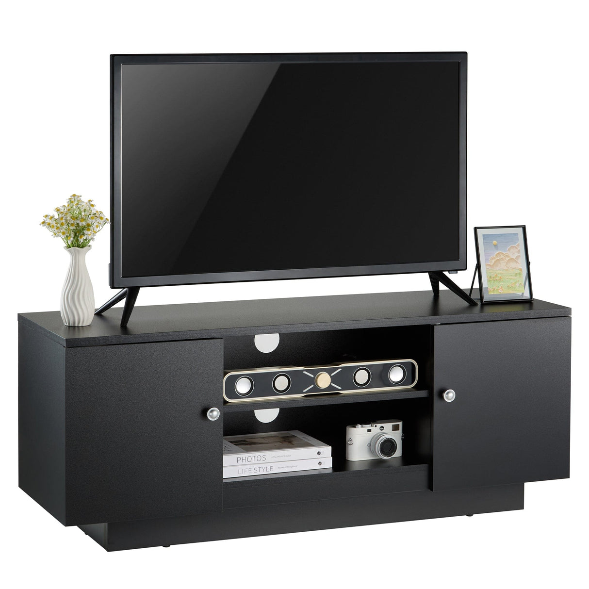 TTAP Venice 120cm Wide Black TV Stand