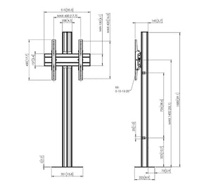 Vogels FM1544 Single Pole Fixed to Floor Stand For up to 65" TVs