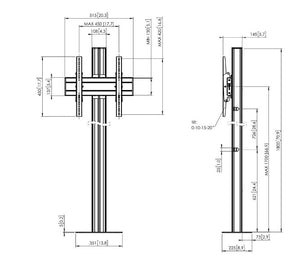 Vogels FM1844 Single Pole Fixed to Floor Stand For up to 65" TVs
