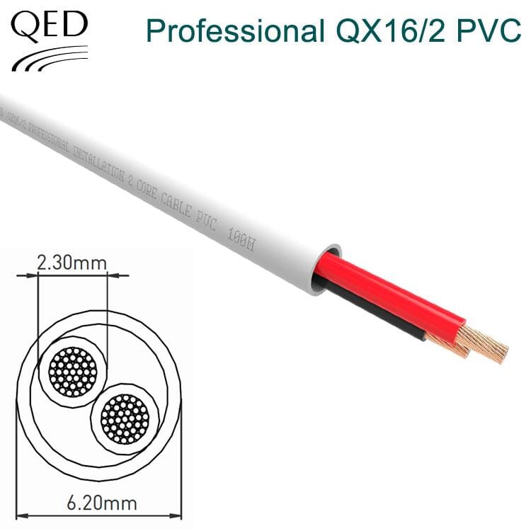 QED Professional QX16/2 PVC 2 Core Flame Retardant Installation Speaker Cable