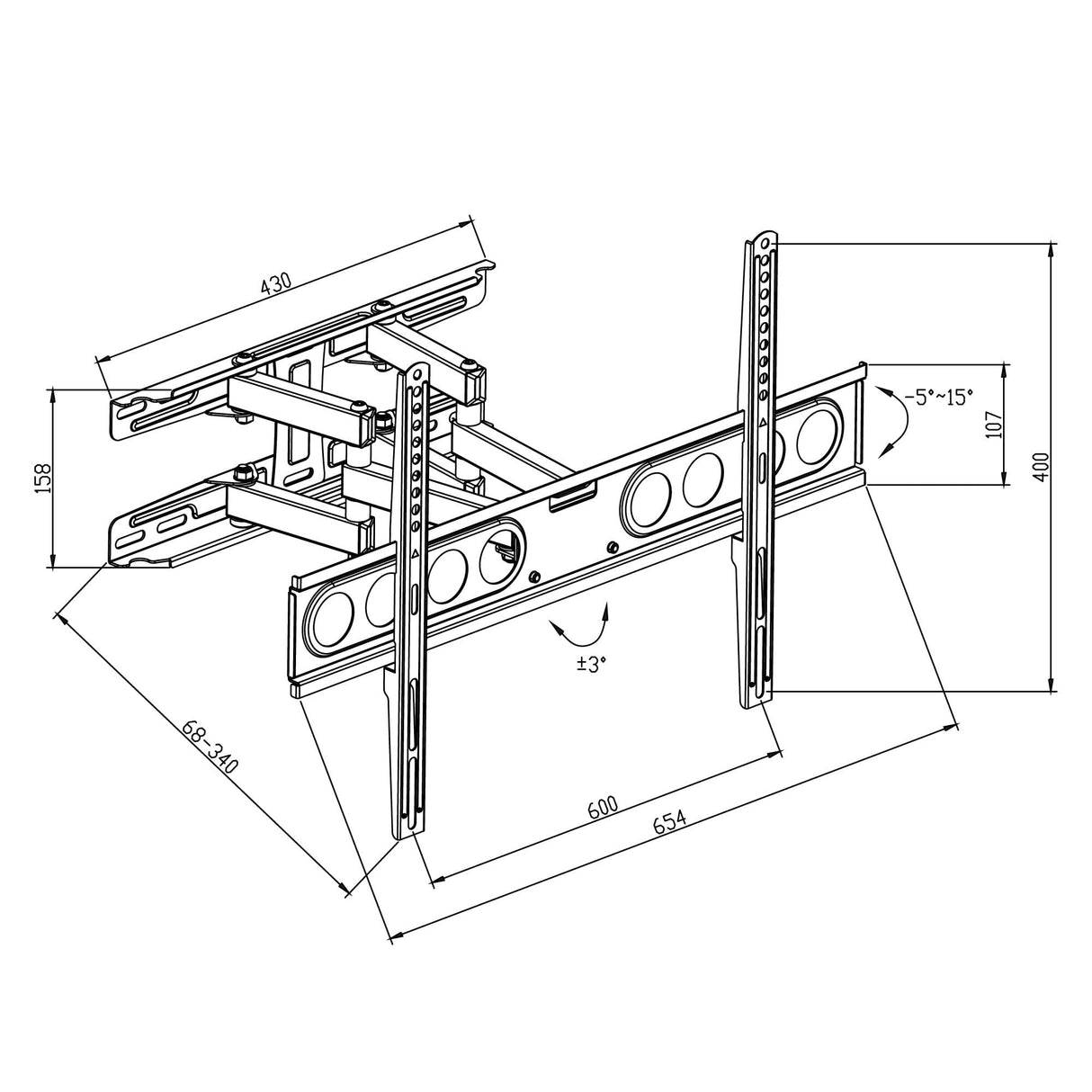 TTAP TTD604DA3 Full Motion TV Bracket for up to 70 inch